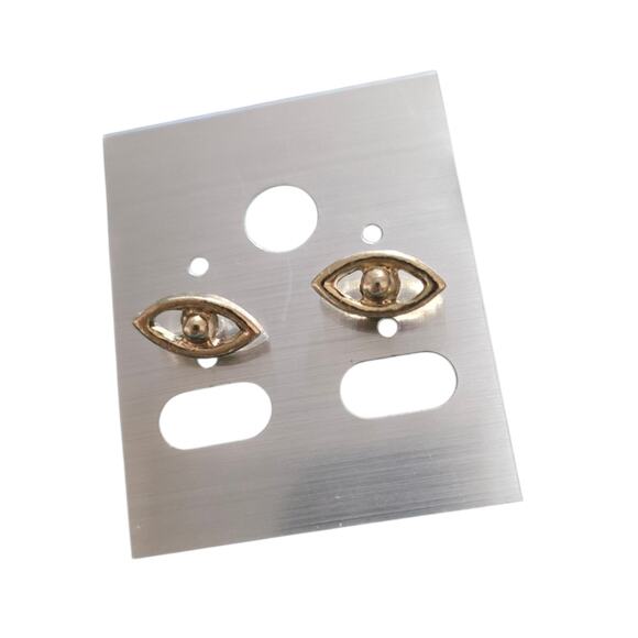 Earrings Minimalist Evil Eye Studs Pierced Small Believes Protection SKU2399 - Picture 1 of 4